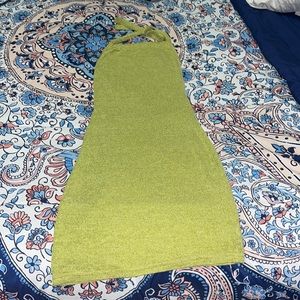 Green fitted backless dress